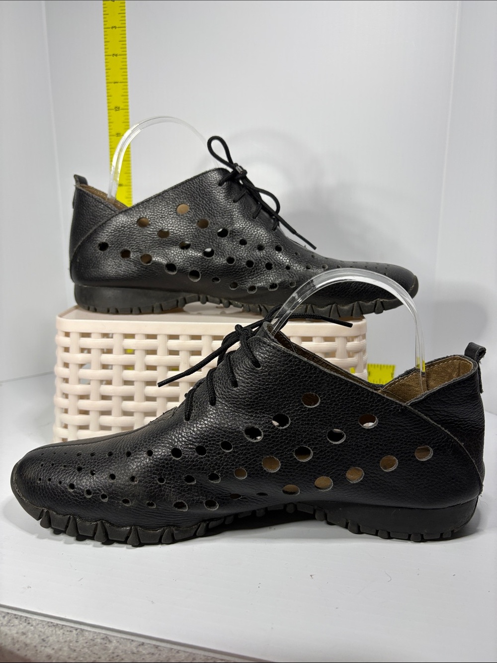 Men's Black Perforated‎ Leather Lace-Up Slip-On Loafers
